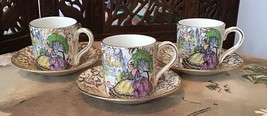 Vintage Lord Nelson Ware BCM Three Pompadour Demitasse Cups and Saucers - £33.09 GBP