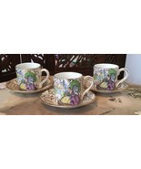 Vintage Lord Nelson Ware BCM Three Pompadour Demitasse Cups and Saucers - £33.24 GBP