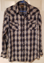 CE Schmidt Workwear LS Flannel Snap Shirt Mens Sz Large Blue Aztec Print - £12.87 GBP