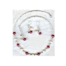 Cinnamon Cream Fresh Water Pearl Necklace and Earring Set - £20.29 GBP