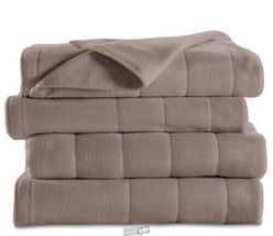 Sunbeam Electric Blanket, Full, Fleece, Quilted Musroom Beige - £45.55 GBP