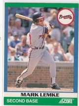 Marke Lemke Braves Infielder 1991 Score RISING STAR Card # 89  Near Mint - £1.07 GBP