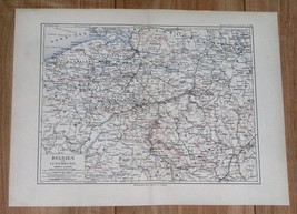 1892 Original Antique Map Of Belgium / Luxembourg - $23.28