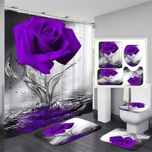 Purple Rose Bathroom Set with Shower Curtain, Rugs, and Accessories - $2,043.97 MXN