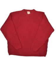 Vintage Jaeger Sweater Mens 46 Red Wool Chunk Knit Crewneck Raglan Jumper - £43.97 GBP