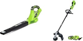 Greenworks&#39; 40V Variable-Speed Leaf Cordless Blower And 14-Inch Cordless String - £280.38 GBP