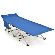 Wide Foldable Camping Cot with Carry Bag-Blue - Color: Blue - €118,97 EUR