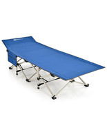 Wide Foldable Camping Cot with Carry Bag-Blue - Color: Blue - $191.41 CAD