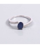 925 Silver Blue Sapphire Ring 5x7 mm Oval 1.1 Ct blue sapphire Promise ring - £34.97 GBP