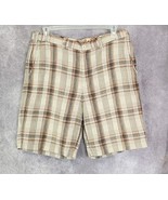 Tommy Bahama Shorts Mens Size 36 Brown Tan Casual Plaid Linen Blend 10&quot; ... - $546.81 MXN