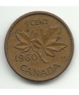 1960 Canada 1 Cent Canadian Penny Coin Maple Leaf Queen Elizabeth II - $1,818.83 MXN