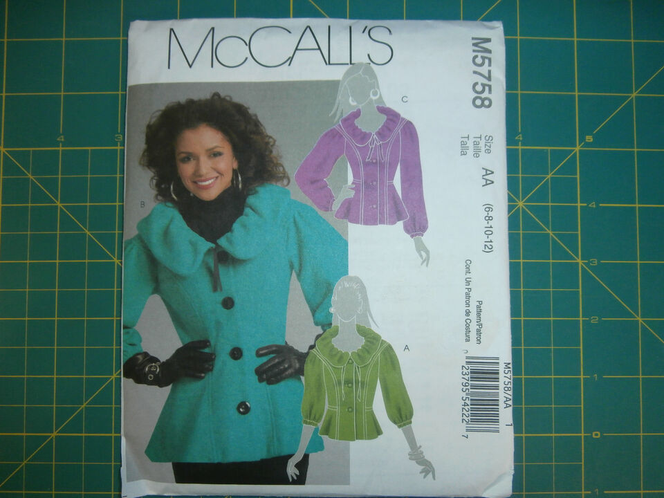 McCall's 5758 Size 6 8 10 12 Misses' Miss Petite Jackets in Two Lengths - £10.11 GBP