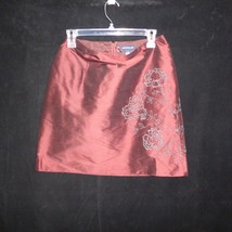 Size 6 Ann Taylor Maroon Silk Embroidered A Line Skirts - £19.42 GBP