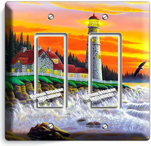 Lighthouse Oc EAN Sunset Sea Shore 2 Gfci Light Switch Wall Plates Room Art Decor - £9.51 GBP