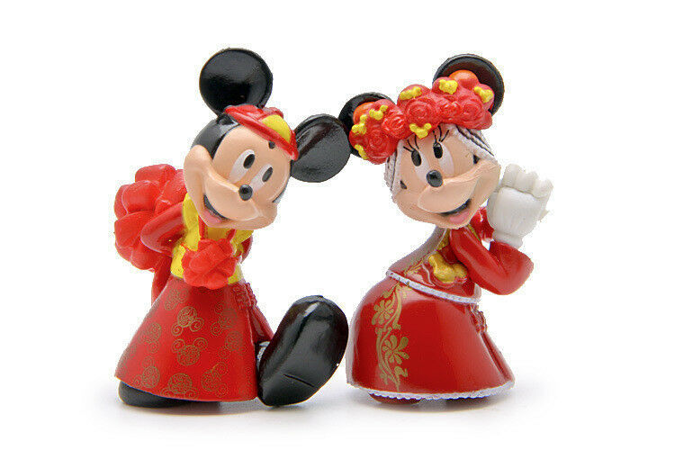 Disney Mickey, Minnie Mouse Chinese Wedding Cake Topper (Set Of 2pc) 2-1/4" Tall - $6.99