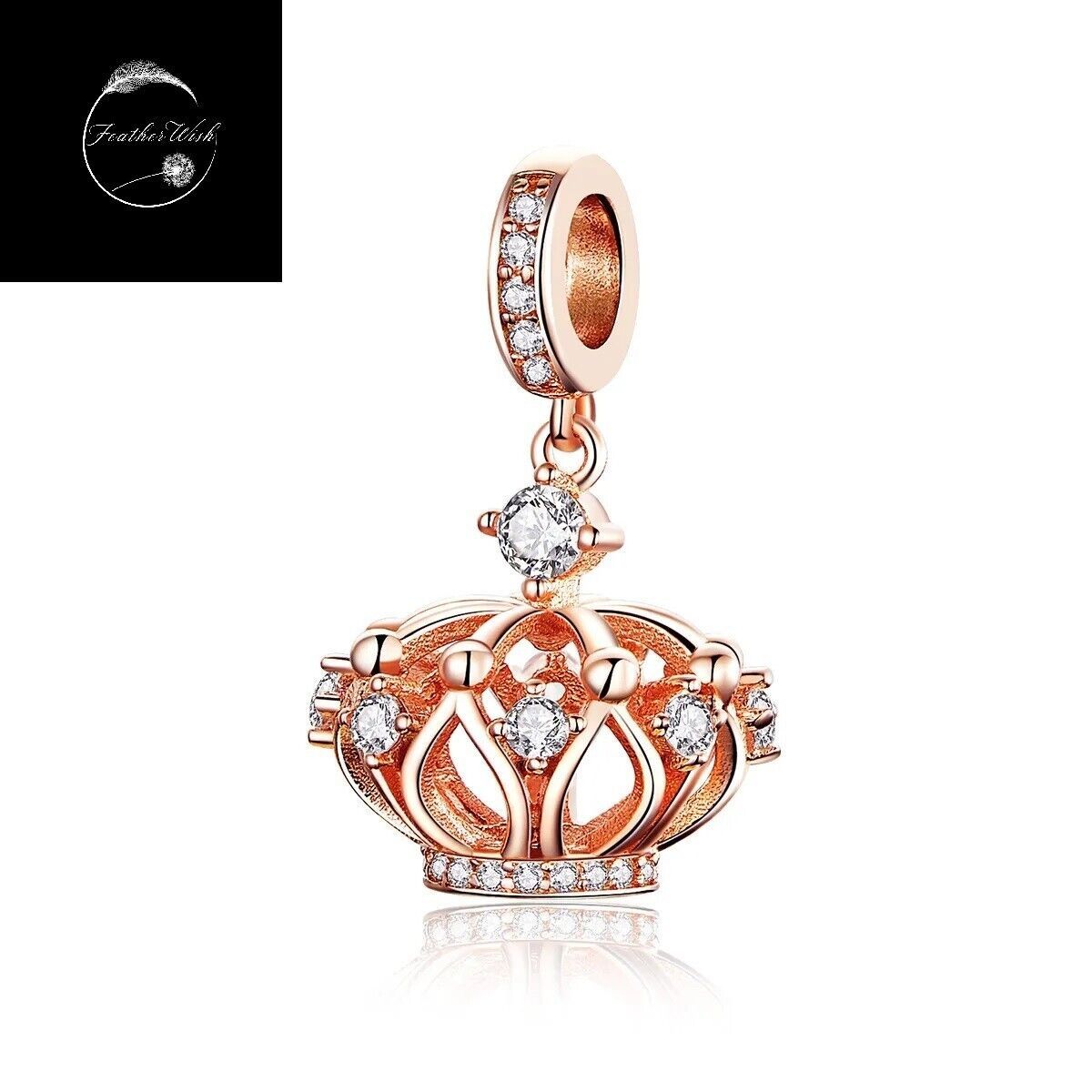 Rose Gold Crown Charm Genuine Sterling Silver 925 For Bracelets Princess Family