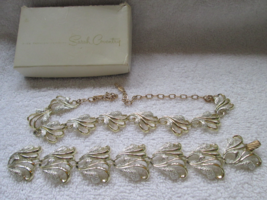 Sarah Coventry necklace and bracelet, silver tone with brass colored findings, p - $35.00