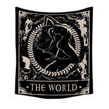 Anyhouz Tapestry Black World 150X150 cm Tarot Card Psychedelic Scene Art Hippie  - £29.49 GBP