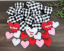 Valentines Day Pink Red Black White Plaid Check Hearts Bowl Vase Filler ... - £15.24 GBP