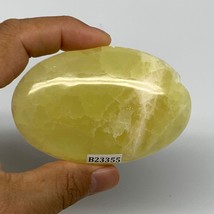 141.7g, 3.1&quot;x2&quot;x0.8&quot;, Lemon Calcite Palm-Stone Crystal Polished @Pakistan,B23355 - £9.41 GBP