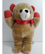 Teddy Bear 15&quot; Vintage Muffin Enterprises White Heart Polka Dots - $20.13