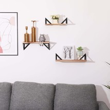 Floating Wall Shelves Set of 3 Natural Wood Wall Mounted - $69.99