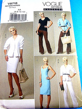 Vogue 8718 Misses&#39; Jacket Top Dress Skirt Pants sizes 6 8 10 12 Uncut Fo... - $10.88