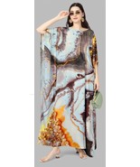 Indian Printed Feather Ocean Color Kaftan Dress Women Nightwear - £23.30 GBP