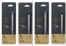 2 recharges de stylos à bille Parker Quink Flow bleues et 2 recharges no... - $12.07
