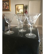 Vintage Beautifully Etched Champagne or Cordial Glasses Set of 5 - $115.02 CAD