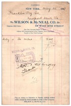 Antique Facture Wilson &amp; Mcneal Compagnie Imprimé New York Ville 1908 - £21.75 GBP