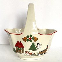 Joy Of Christmas Candy Bowl Jamestown China c1980 Ceramic Holiday Dish Japan - £31.93 GBP