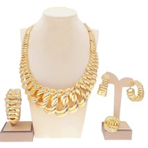 The Iatest Hot Sale Italian Golden Jewelry Set Woman Iarge Necklace Jewelry Banq - £111.18 GBP