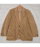 Carl Michaels Sport Coat Mens 42R Brown Corduroy Elbow Patch Japan FLAW - £28.59 GBP