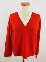 Vintage Women&#39;s V-neck Sweater Top Zipper Retro Mod 70s - £9.08 GBP