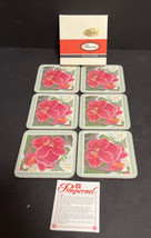 Pimpernel De Luxe Finish Scarlet Flower Coasters Set of 6 Eden England Box 1988 - £7.54 GBP