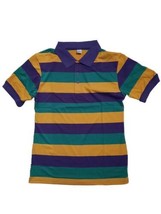 Adult Medium Mardi Gras Stripe Purple Green Gold Knit SS Shirt - £21.13 GBP