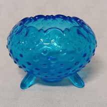 L.E. Smith Colonial Blue Hobnail Rose Bowl 3.5&quot; H x 4.5&quot; MCM Glass 1960-... - $24.95