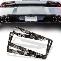 2Pcs Sakura Jdm Wave Black Aluminum License Plate Frame Universal - £15.89 GBP