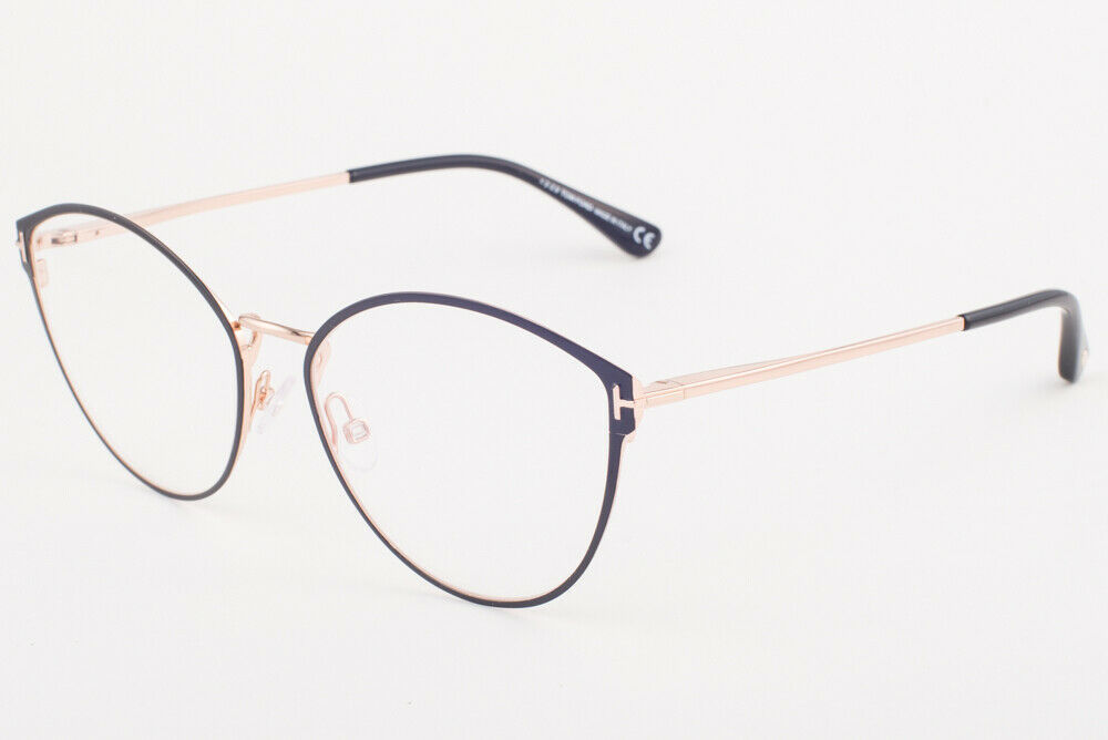 Tom Ford 5573-B 005 Black Gold Blue Block Eyeglasses TF5573 005 55mm