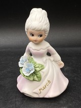 BRINN’S March Birthday Girl Porcelain Figurine Blue Flowers Vintage - €17,19 EUR