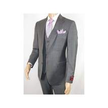 Men Suit BERLUSCONI Turkey 100% Italian Wool Super 180's 3pc Vested #Ber9 gray image 4