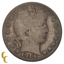1914 Silver Barber Half Dollar 50C (Good, G Condition) Full Rims - $176.29