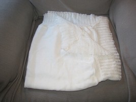 Dainty Vintage Baby Blanket Knit Sweater Lightweight Orlon Acrylic Shawl Ivory - £39.56 GBP