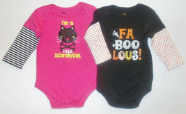 Halloween Kitty Boo Infant Girls Long Sleeve Bodysuits 2 Styles Various Sizes  - £6.37 GBP