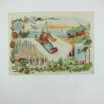 Victorian Trade Card LARGE Bortree Corset People Sledding Dancing Sailin... - $24.99