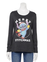 NWT Women&#39;s Family Fun Disney L/S Stitch Christmas Graphic T-Shirt Sz XL - £13.56 GBP