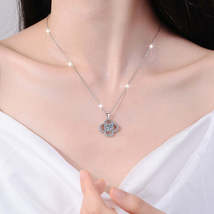 Anastacia ~ Silver Majestic Flower Necklace - £29.81 GBP