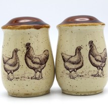 Enesco Country Road Salt Pepper Shakers Chicken Hen and Rooster  1979 Vintage  - £7.82 GBP