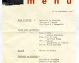 UNESCO Staff Service Restaurant Menu 1962 Paris France  - $39.72